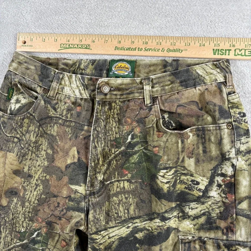 Cabelas Mossy Oak Break Up Hunting Pants Mens 34 Reg Green‎ Camo Cargo Pockets
